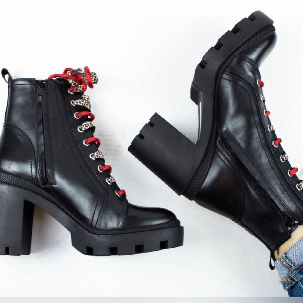 Gianni Bini Black Boots with Red Laces